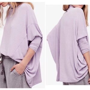 Free People We The Free Dolman Mock Turtleneck Sweater Top Tunic Black Sz Small